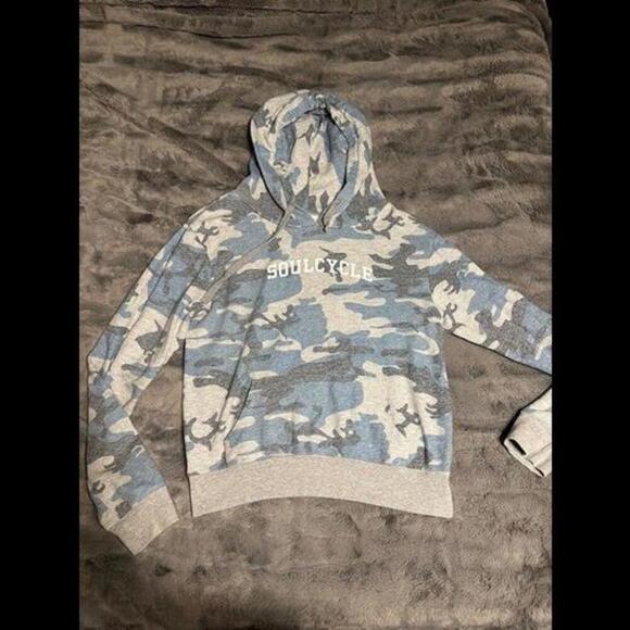 Other - SoulCycle Camo Hoodie Sweatshirt Size M - Blue Gray Skull Detail